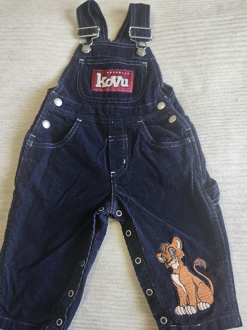 Disney The Lion King Simba's Pride KOVU Blue Corduroy Overalls Baby 6M Vintage